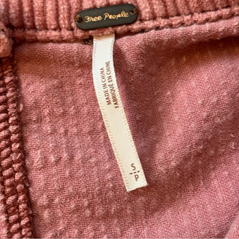 Free People Outpost Corduroy Muted Pink Button Front Long Sleeve Jumpsuit